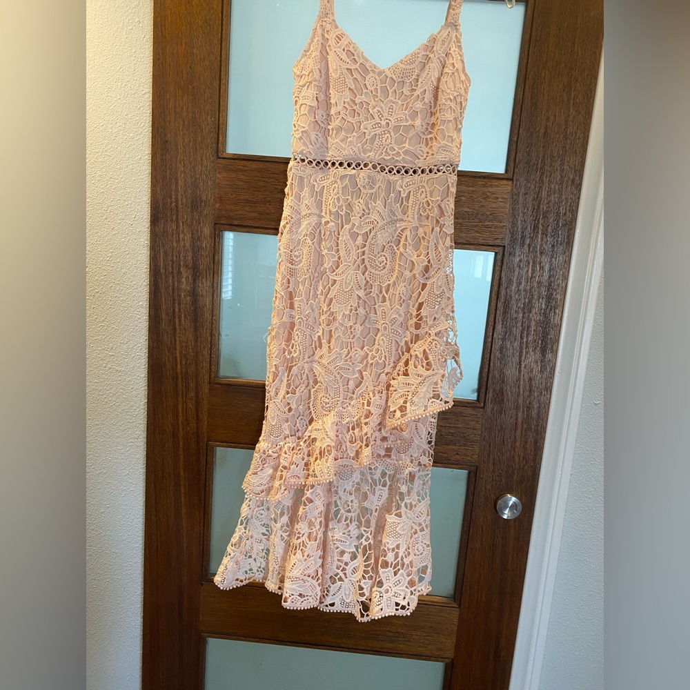 High low pink lace dress